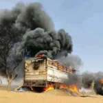 تفاصيل مؤلمة حول حرق عددًا من الشاحنات تحمل محصولًا زراعيًا