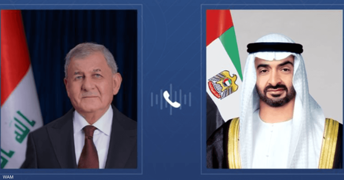 رئيسا الإمارات والعراق يبحثان هاتفيا التطورات الإقليمية