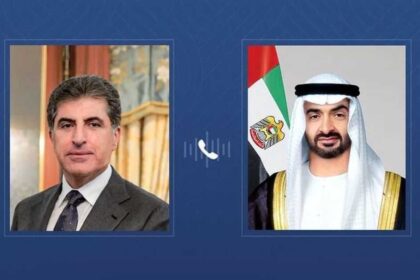 محمد بن زايد يجري اتصالا هاتفيا مع رئيس إقليم كردستان العراق