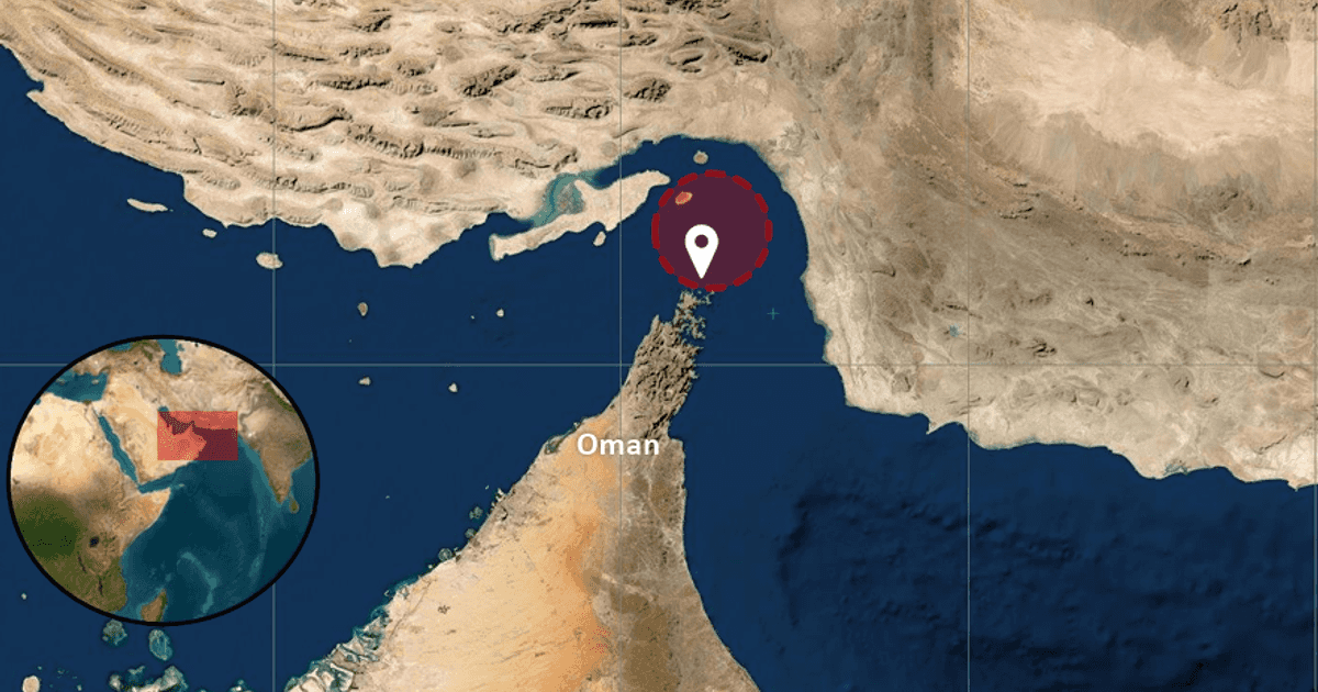 مقذوف مجهول يصيب سفينة شحن في مضيق هرمز