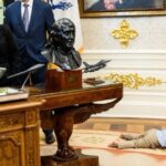 ترامب يتعامل مع طفل يتدحرج أثناء ترويجه لعلاج لفقدان السمع