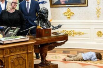 ترامب يتعامل مع طفل يتدحرج أثناء ترويجه لعلاج لفقدان السمع