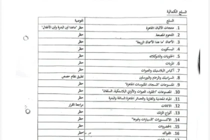 وزارة الصناعة والتجارة تبدأ تنفيذ حظر استيراد 34 سلعة كمالية وغير ضرورية اعتباراً من 10 مايو 2026.