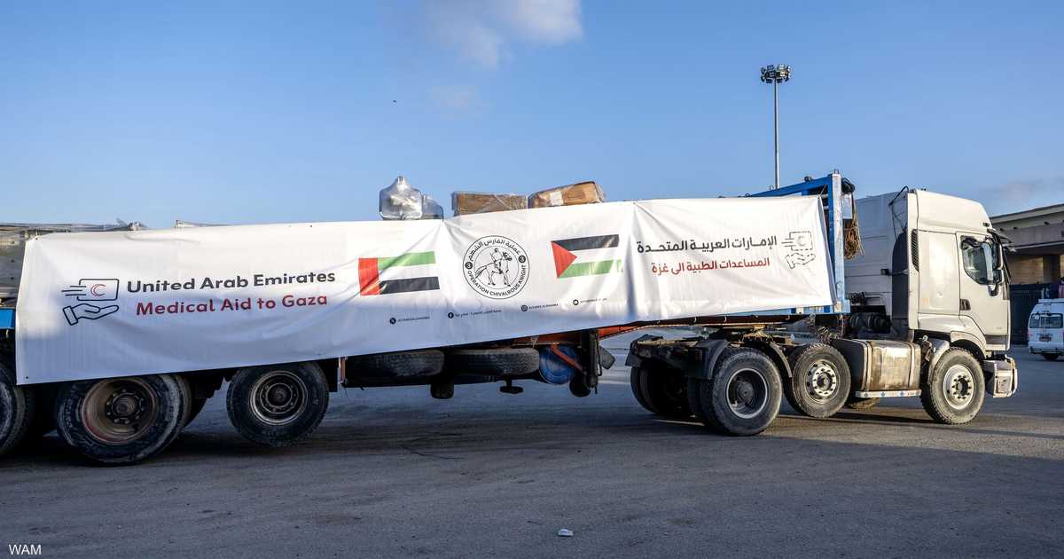 مساعدات طبية إماراتية تحمل 53 طنا تدخل غزة