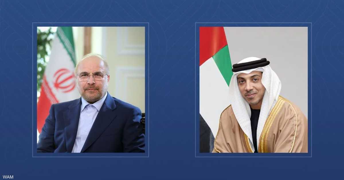 منصور بن زايد يبحث مع رئيس البرلمان الإيراني خفض التصعيد