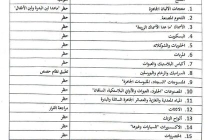 الحظر يوجه الواردات نحو الأولويات الوطنية وتعزيز الإنتاج المحلي.