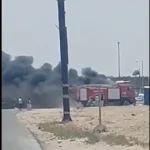 حريق يلتهم كرفانة تأمين بمطار بورتسودان بعد زيارة رئيس الوزراء.