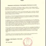 سفارة السودان في لندن تدين بشدة هجوم بلفاست وتعرب عن تعاطفها مع الضحية وأسرته.