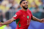 هدف صيباري يفتتح التسجيل لمنتخب المغرب في مواجهة البرازيل في كأس العالم.