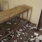 انهيار جزء من سقف مدرسة جديدة بعد افتتاحها في سركمتو.
