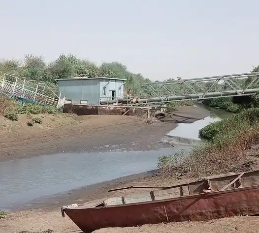 شح إمداد المياه بشمال بحري بسبب انحسار النيل عن مأخذ المحطة.