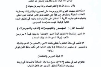 سكان حي دغيم جنوب يحددون شروطاً لضبط مصاريف الزواج لمحاربة العادات المرهقة.