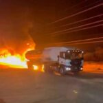 انفجار ضخم يهدم تانكر وقود ويشعل النيران في بحري north الخرطوم