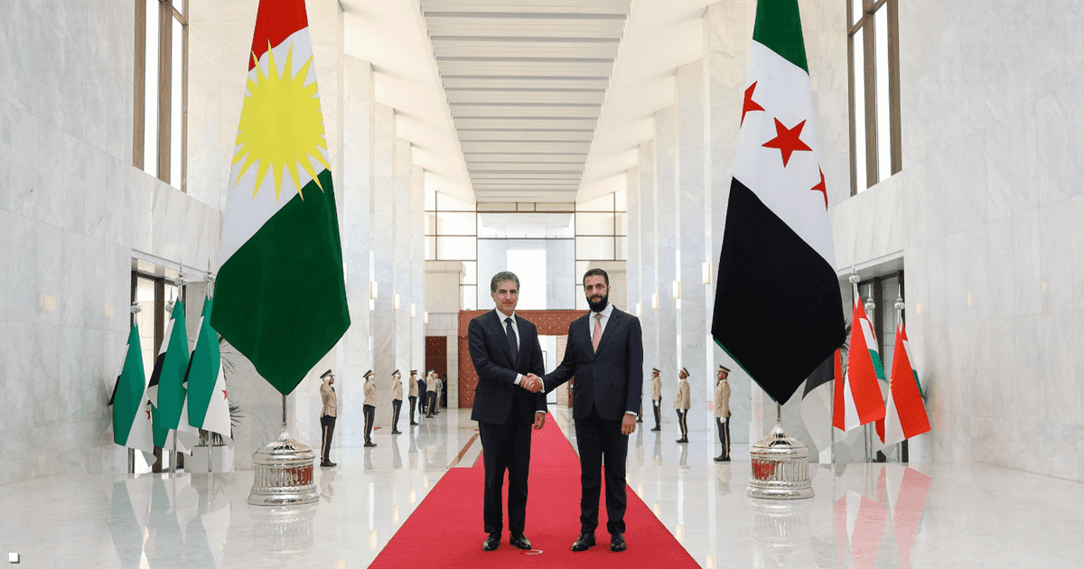 مباحثات شرع وبارزاني لـ تعزيز التعاون والتنسيق بين سوريا والعراق وإقليم كردستان العراق