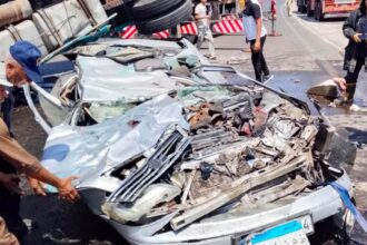 انقلاب سيارة نقل واصطدامها بسيارة ملاكي يوديان إصابة 4 أشخاص على طريق الإسماعيلية الرئيسي