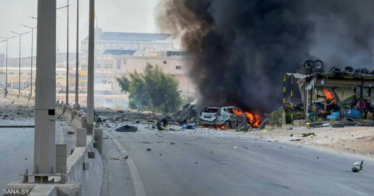 ثمانية أشخاص أصيبوا بانفجار مستودع ذخيرة على أوتوستراد سرمدا بإدلب